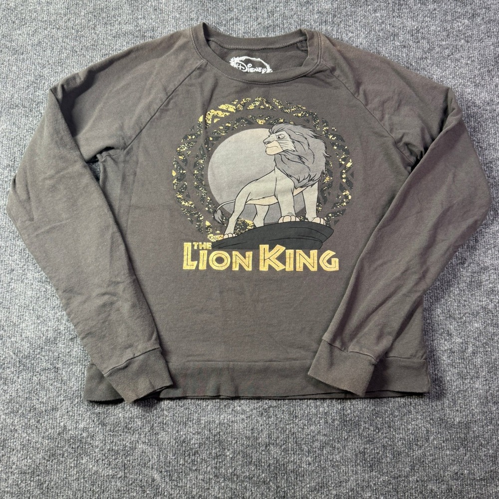 Disney The Lion King Sweatshirt Womens M Gray Mufasa Simba Graphic Pullover